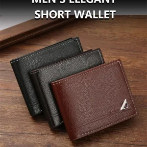 Men's Short Wallet PU Leather Thin Men Coin Pocket Korean Style Multi-function Leather Purse Shopping Credit ID Cards Holders